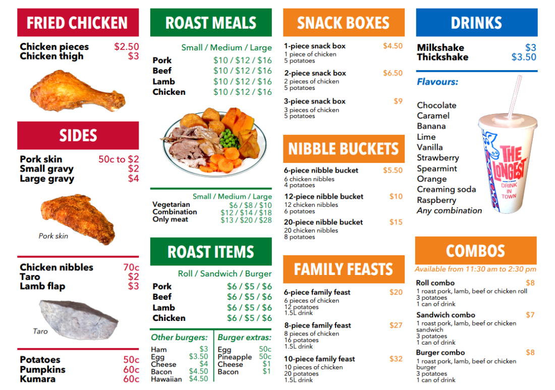 Adria Roast wall menu.