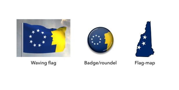 Mock-ups of the proposed flag of New Hampshire