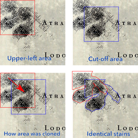 How the clone stamp was used in the corner of Arcanorum Theatro.