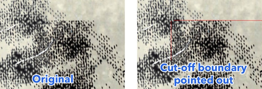 Upper left corner of Arcanorum Theatro with cut-off area indicated. Click on image for full size.