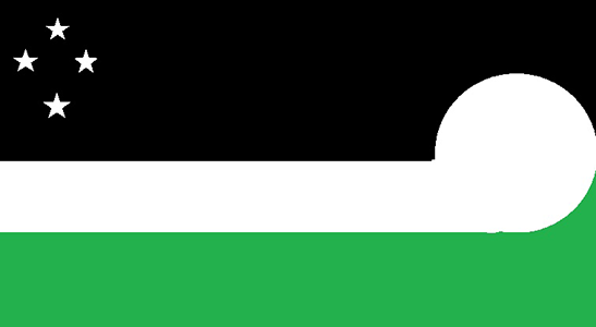 long white cloud with green and black. Designed by: William Smith