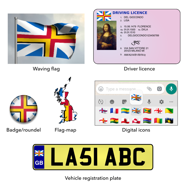 Mock-ups of the proposed flag of the United Kingdom without Northern Ireland