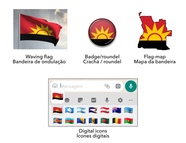 Mock-ups of the proposed flag of Angola / Maquetes da bandeira proposta de Angola